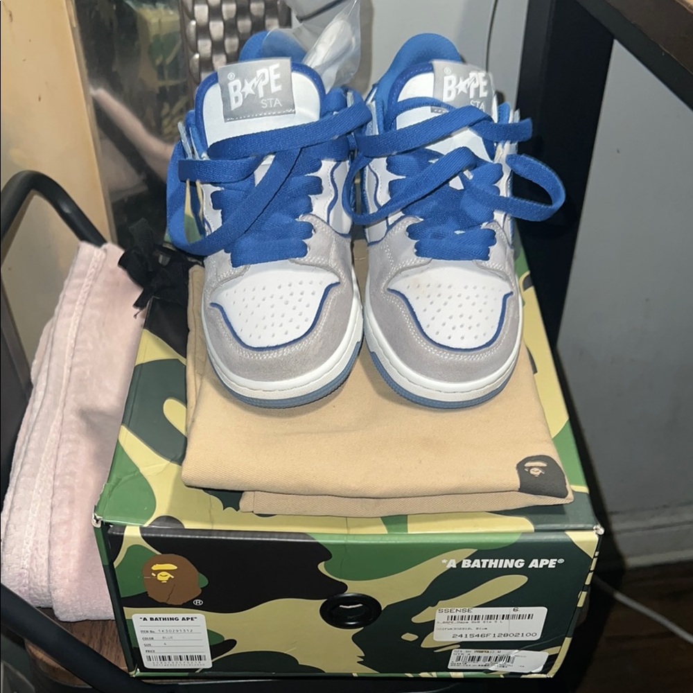 Bathing Ape Blue and White Sneakers